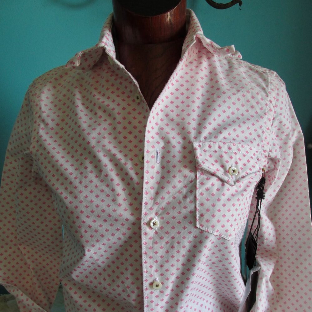 Wm D Squared Pink Maple Leaf shirt, New with Tags